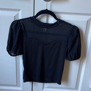 Caution to the Wind mesh cap sleeve crop